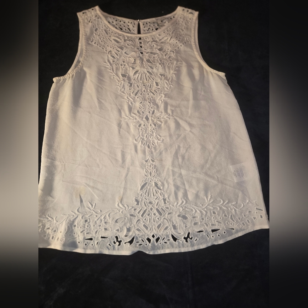Joie silk tank top. Cream 100% Silk Top.  With Cut Outs.